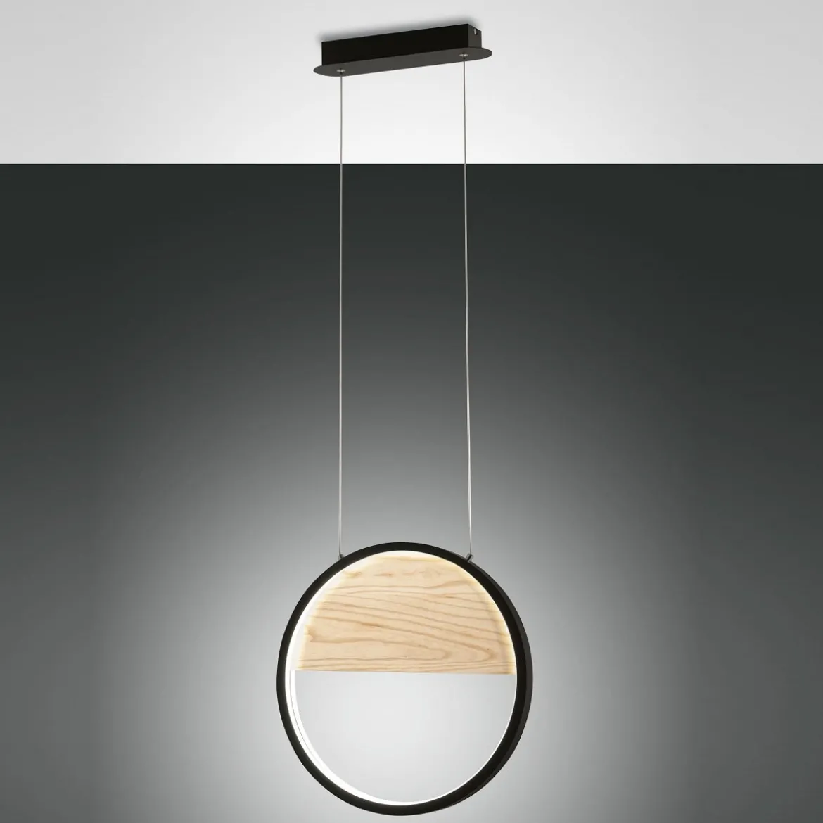 Fabas Luce 3695-40-101 LED Pendelleuchte Pierre 40cm schwarz holz