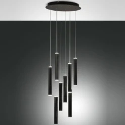 Fabas Luce 3685-47-101 LED Pendelleuchte Prado 8-flammig rund schwarz