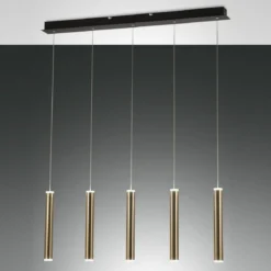 Fabas Luce 3685-48-209 LED Pendelleuchte Prado 5-flammig schwarz messing