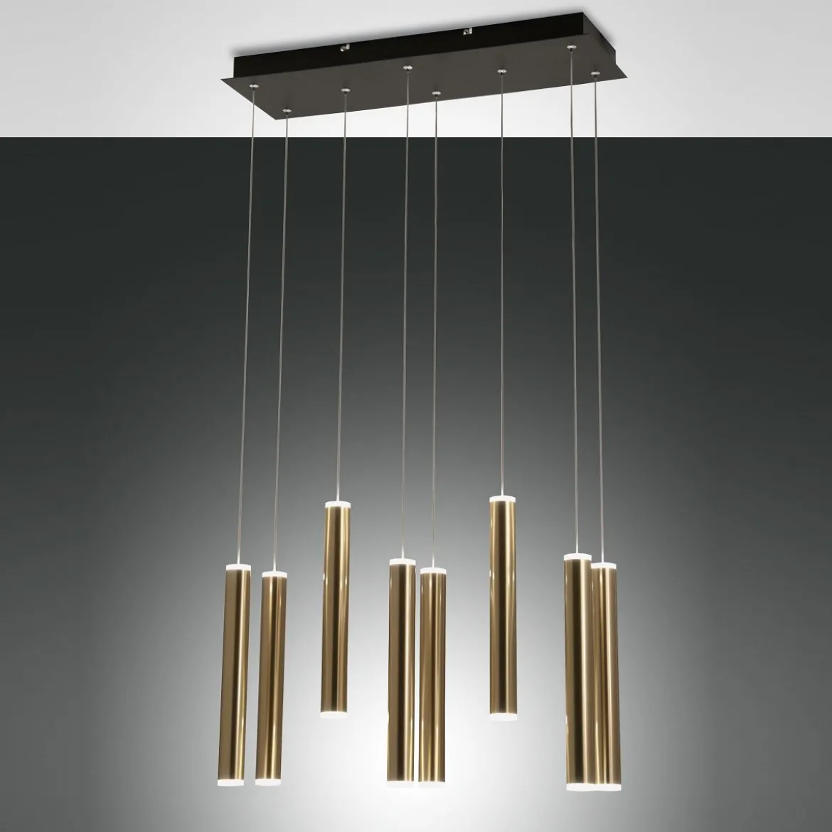 Fabas Luce 3685-46-209 LED Pendelleuchte Prado 8-flammig schwarz messing