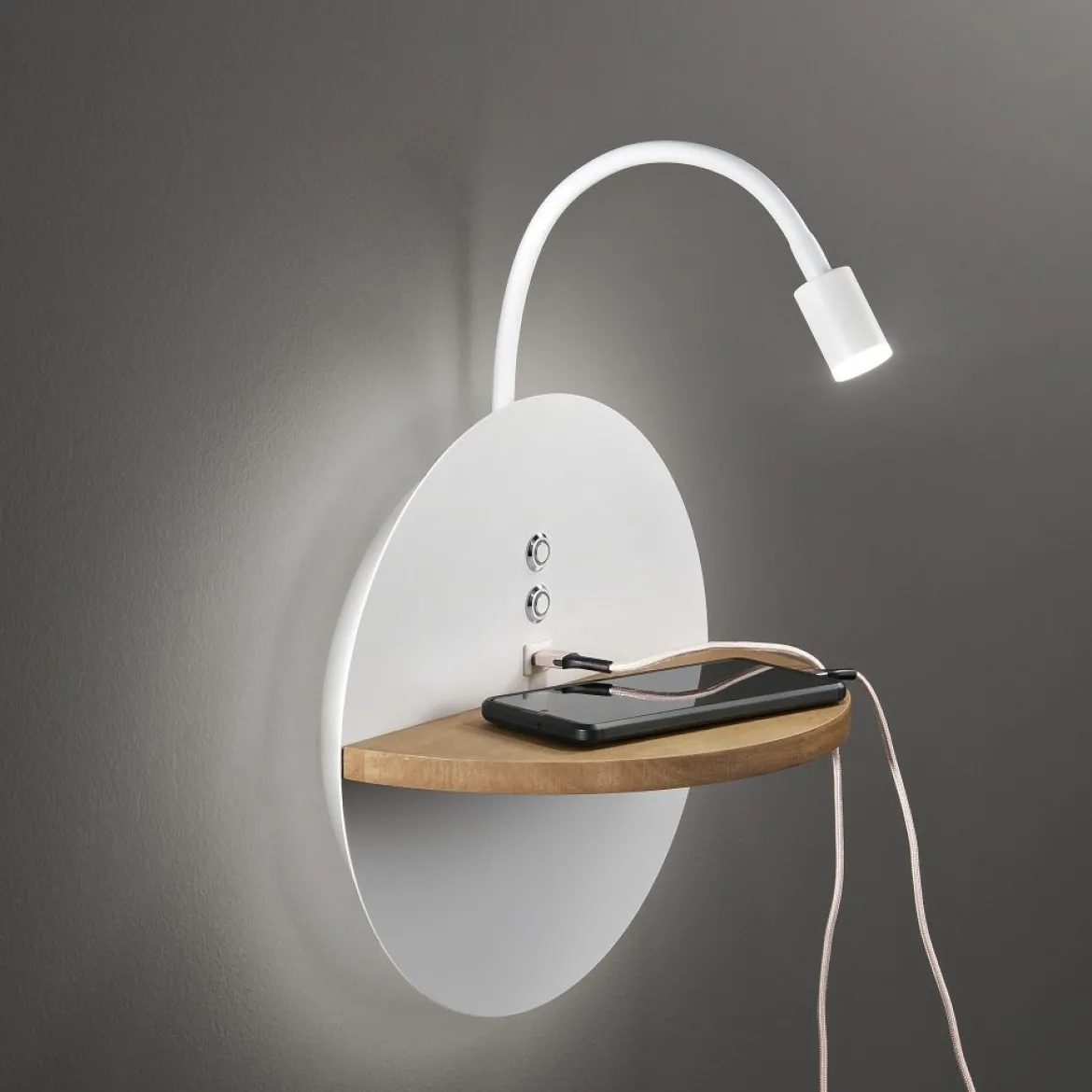 Fabas Luce 3717-20-102 LED Wandleuchte Dual weiss eiche dimmbar 3000K