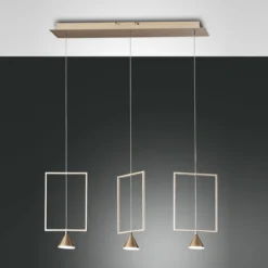 FABAS LUCE No. 3390-49-225 LED Pendelleuchte Sirio gold 3-flammig eckig dimmbar