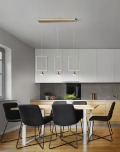 FABAS LUCE No. 3390-49-225 LED Pendelleuchte Sirio gold 3-flammig eckig dimmbar