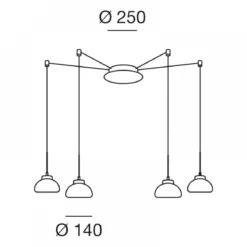 FABAS LUCE No. 3547-49-102 Pendelleuchte Arabella 4-flammig Weiß mit Umlenker