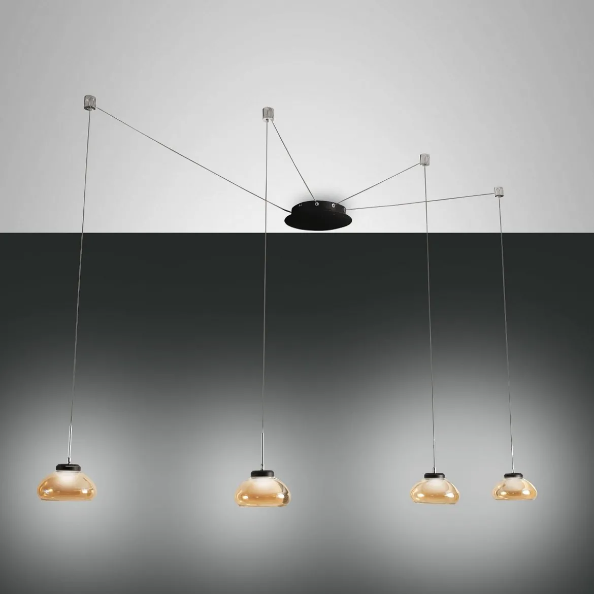 FABAS LUCE No. 3547-49-125 Pendelleuchte Arabella 4-flammig Amber mit Umlenker