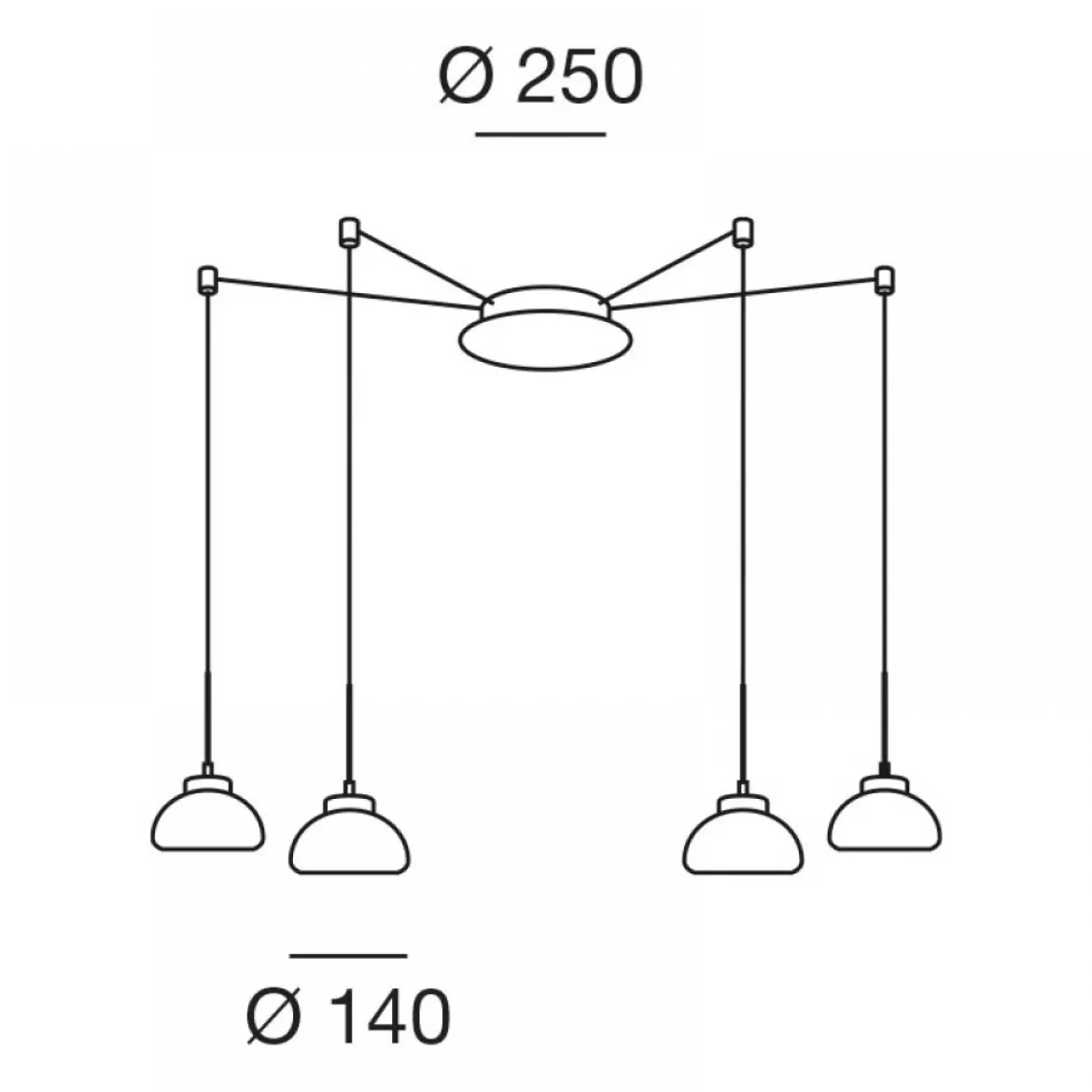 FABAS LUCE No. 3547-49-125 Pendelleuchte Arabella 4-flammig Amber mit Umlenker