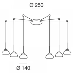 FABAS LUCE No. 3547-46-125 Pendelleuchte Arabella 6-flammig Amber mit Umlenker