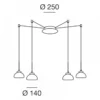 FABAS LUCE No. 3547-49-126 Pendelleuchte Arabella 4-flammig Grau Transparent mit Umlenker