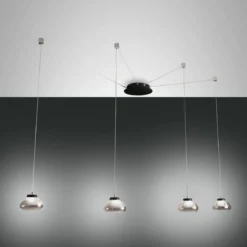 FABAS LUCE No. 3547-49-126 Pendelleuchte Arabella 4-flammig Grau Transparent mit Umlenker