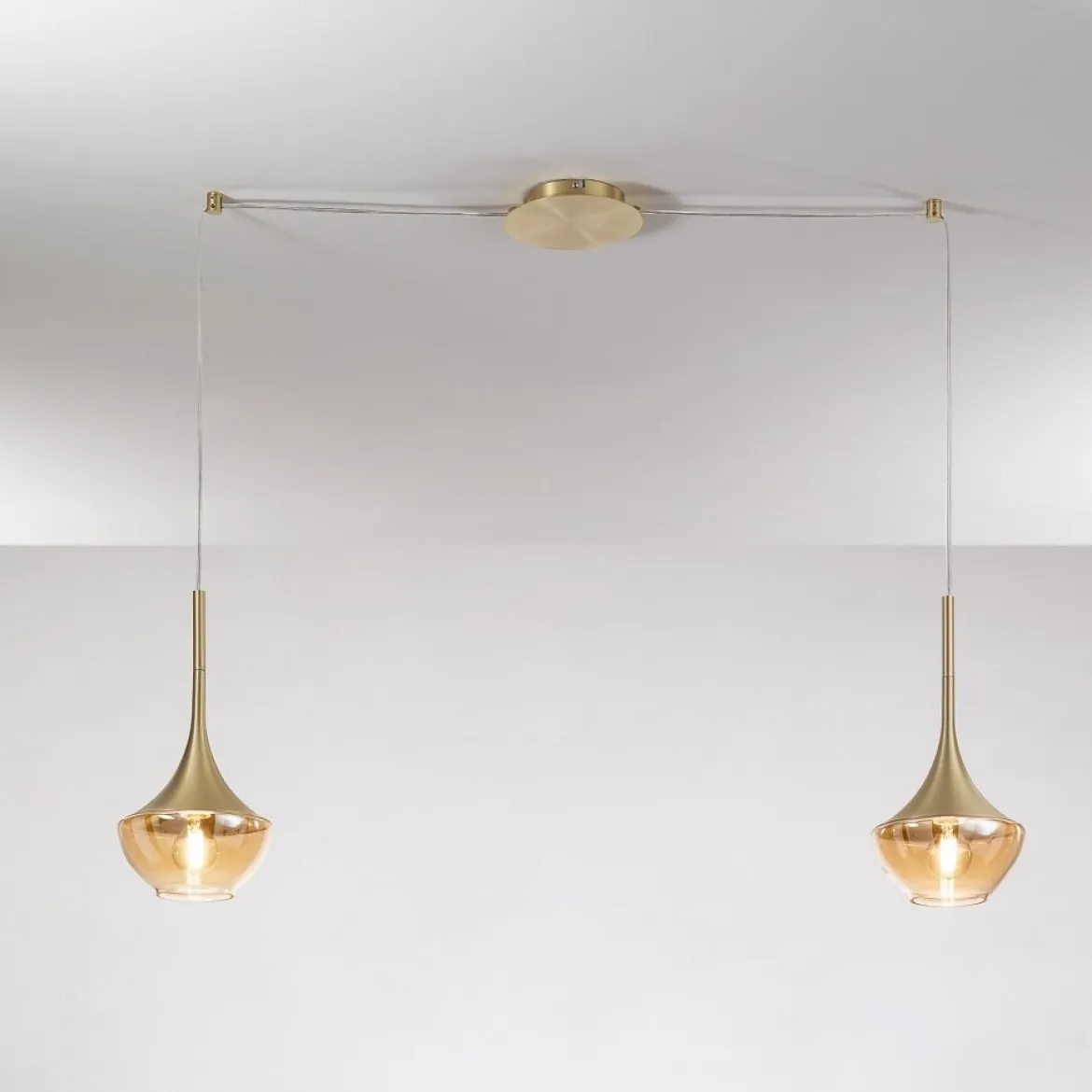 FABAS LUCE No. 3623-42-119 Pendelleuchte Apollo Messing satiniert 2-flammig E27