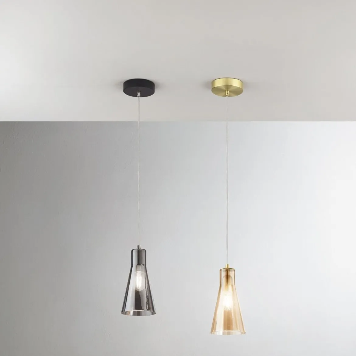FABAS LUCE No. 3596-40-126 Pendelleuchte Dafne Grau transparent E27