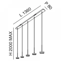 FABAS LUCE No. 3239-48-212 Pendelleuchte DUNK LED 5-flammig, dimmbar, alu gebürstet