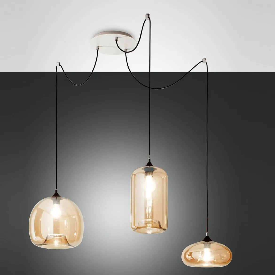 FABAS LUCE No. 3496-47-125 Pendelleuchte Fiona amber E27 3-flammig