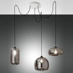 FABAS LUCE No. 3496-47-126 Pendelleuchte Fiona Rauchglas E27 3-flammig