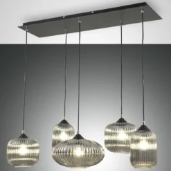 FABAS LUCE No. 3627-48-126 Pendelleuchte Gillis 5-flammig Grau transparent E27