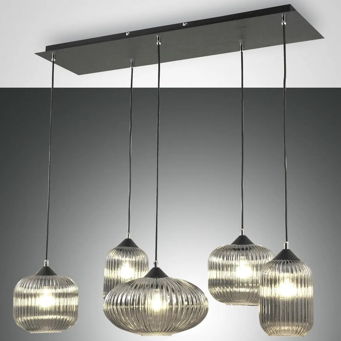 FABAS LUCE No. 3627-48-126 Pendelleuchte Gillis 5-flammig Grau transparent E27