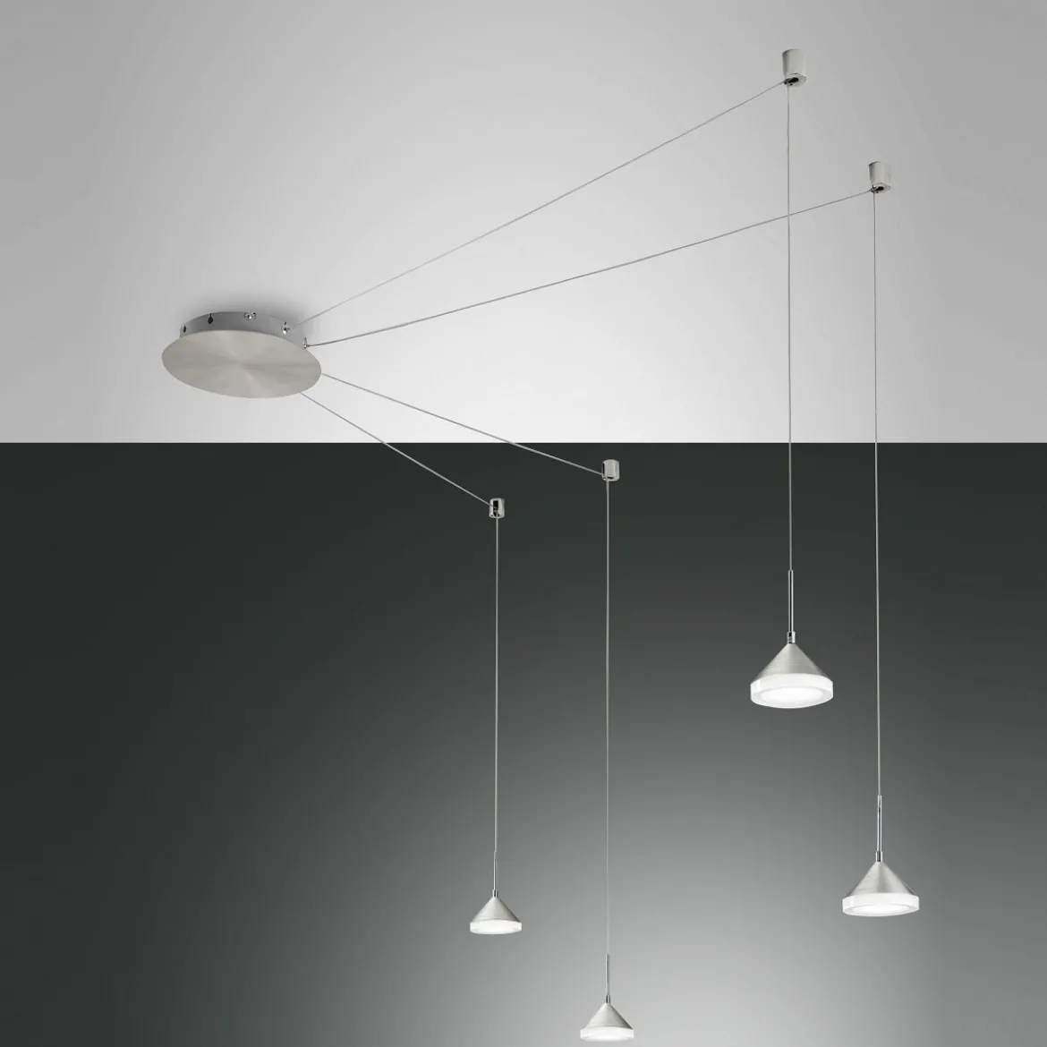 FABAS LUCE No. 3410-49-212 Pendelleuchte Isabella 4-flammig nickel satiniert chrom