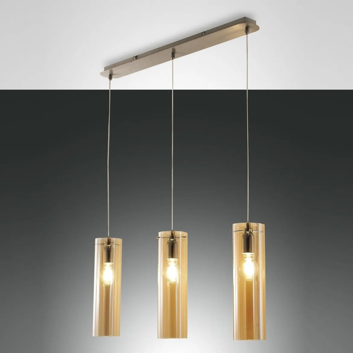 FABAS LUCE No. 3480-47-125 Pendelleuchte Sintesi Nickel satiniert amber