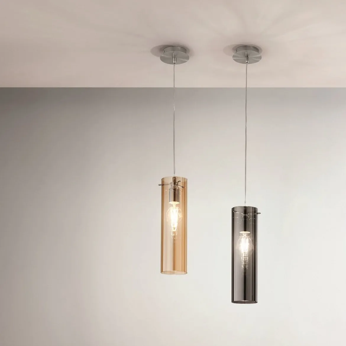 FABAS LUCE No. 3480-40-126 Pendelleuchte Sintesi Nickel satiniert Rauchglas