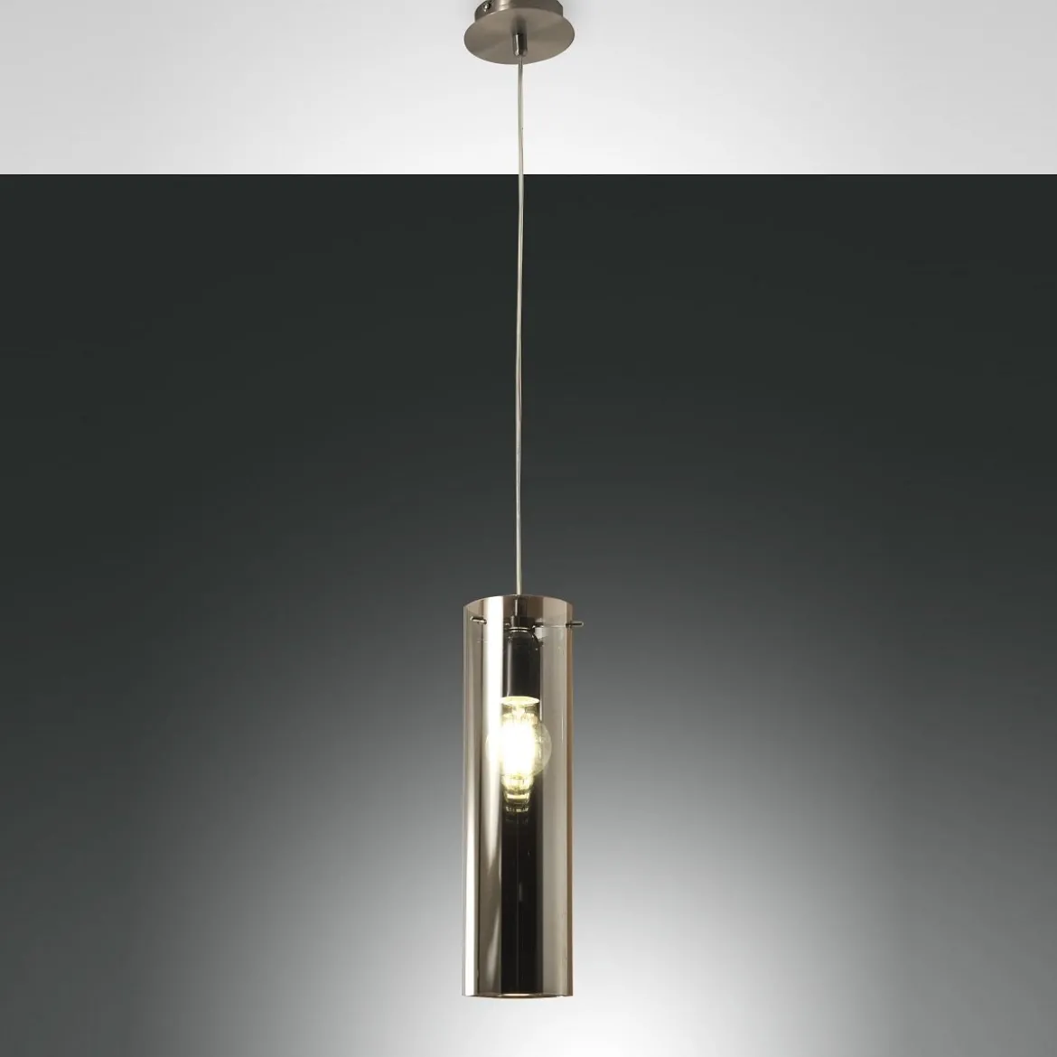 FABAS LUCE No. 3480-40-126 Pendelleuchte Sintesi Nickel satiniert Rauchglas