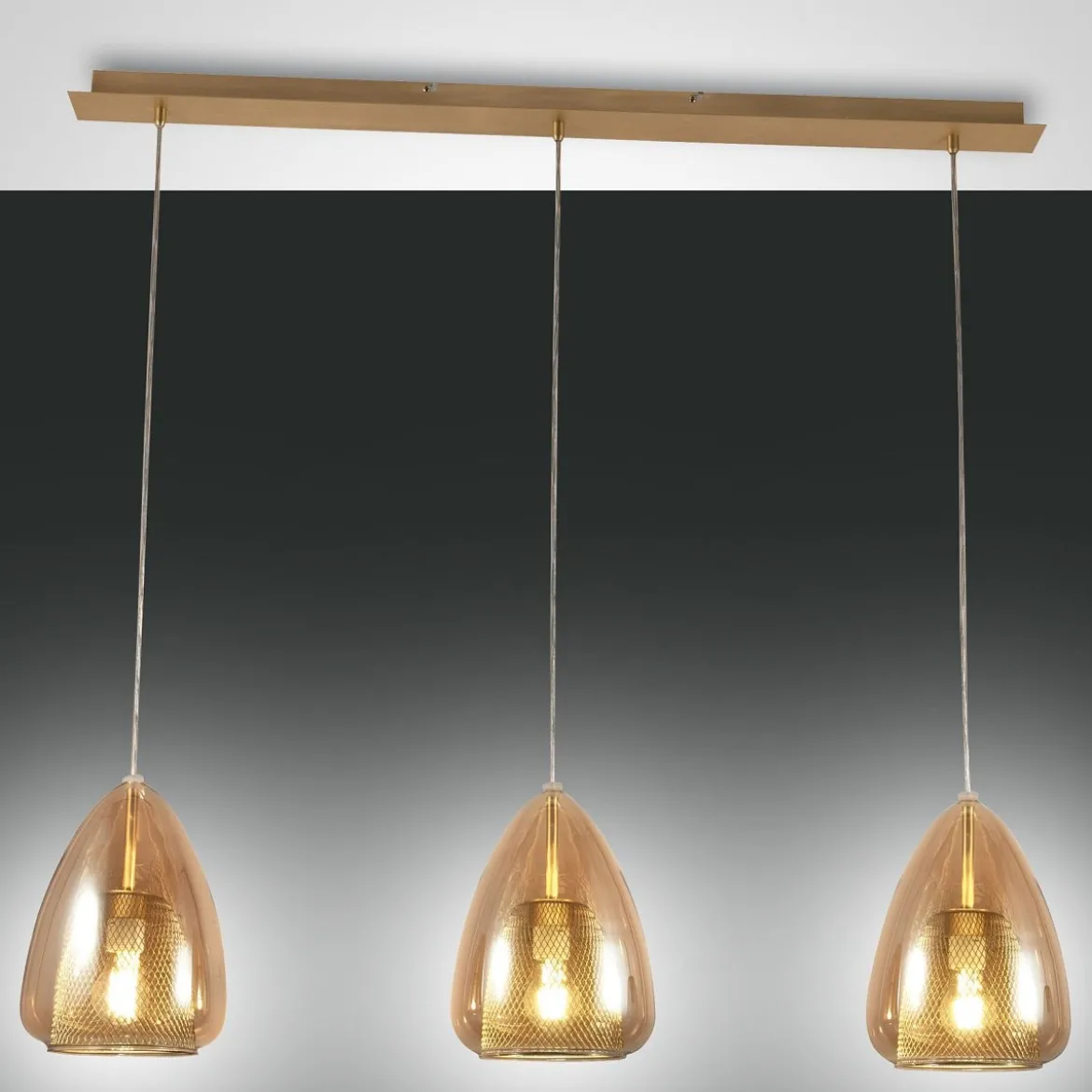 Fabas Luce 3673-48-125 Pendelleuchte Britton 3-flammig amber