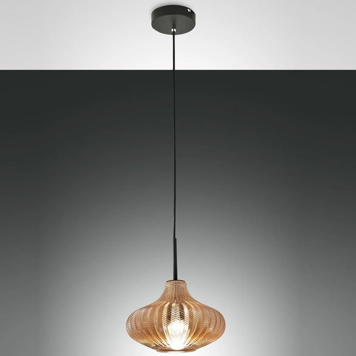 Fabas Luce 3723-40-125 Pendelleuchte Budelli amber 26cm E27