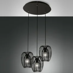 Fabas Luce 3677-47-101 Pendelleuchte Camp 3-flammig schwarz E27