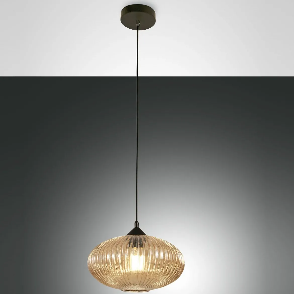 Fabas Luce 3583-40-125 Pendelleuchte Fiordaliso amber schwarz E27