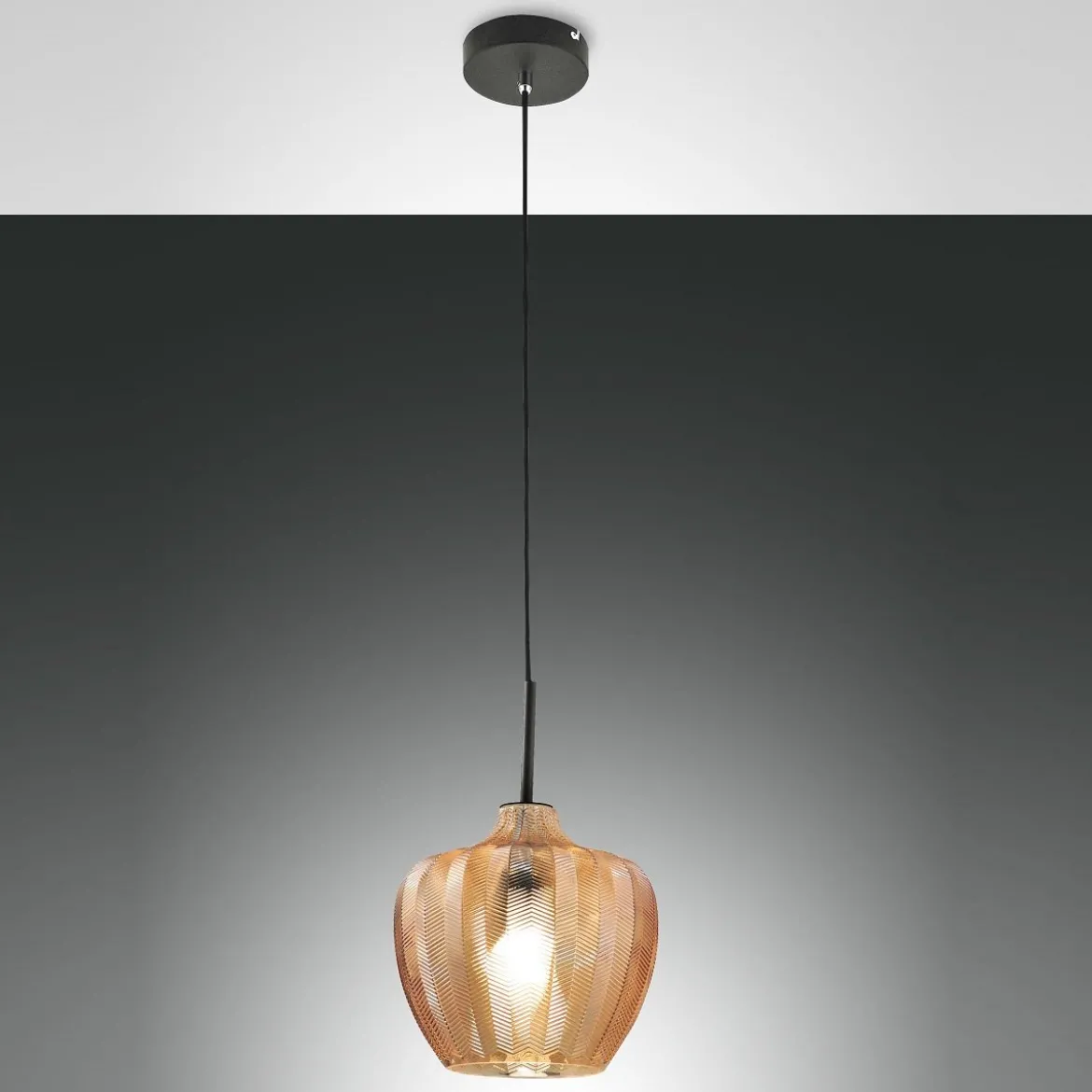 Fabas Luce 3722-40-125 Pendelleuchte Gallura amber schwarz 25cm E27