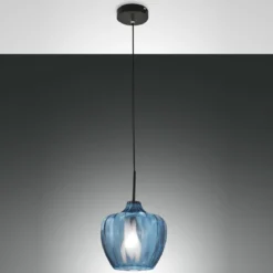 Fabas Luce 3722-40-244 Pendelleuchte Gallura azurblau schwarz 25cm E27