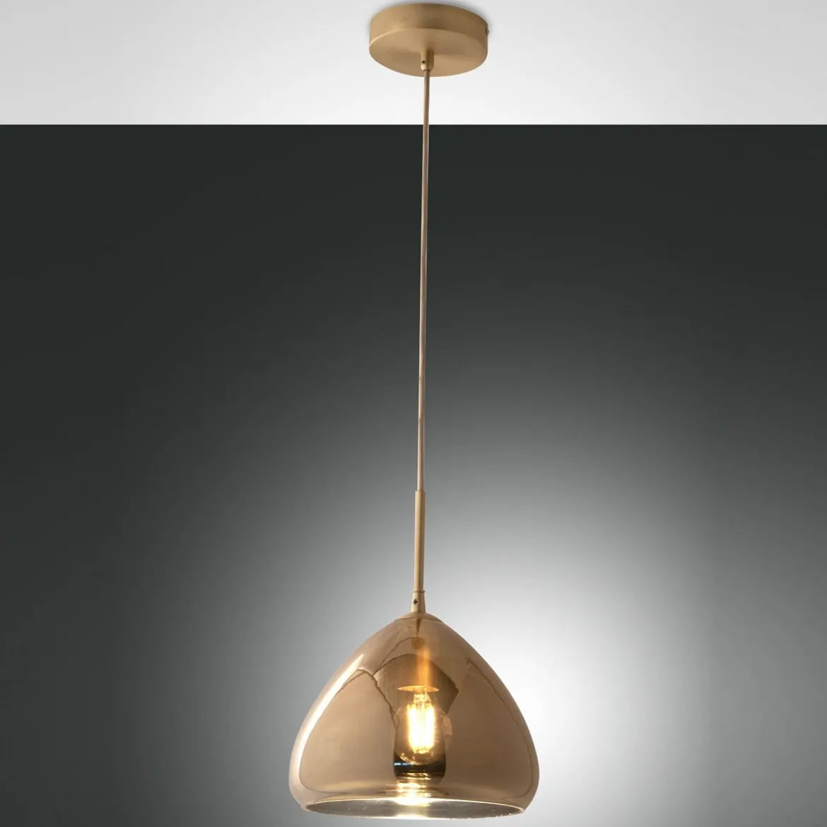 Fabas Luce 3667-45-118 Pendelleuchte Glow amber messing 35cm E27