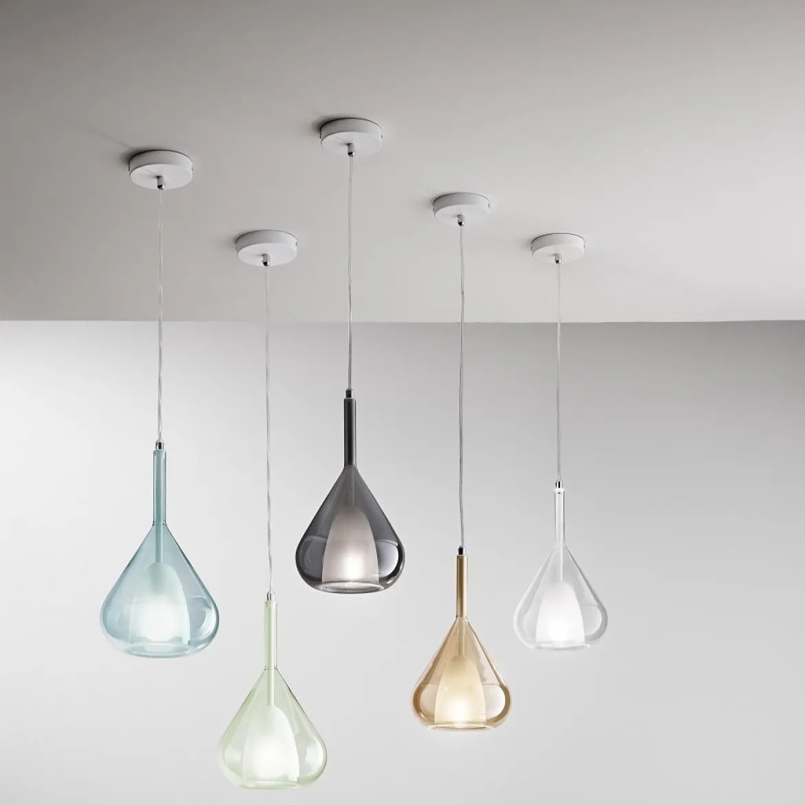 Fabas Luce 3481-40-140 Pendelleuchte Lila 1-flammig grün transparent