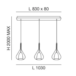 FABAS LUCE 3481-48-297 Pendelleuchte Lila 3-flammig amber grau transparent