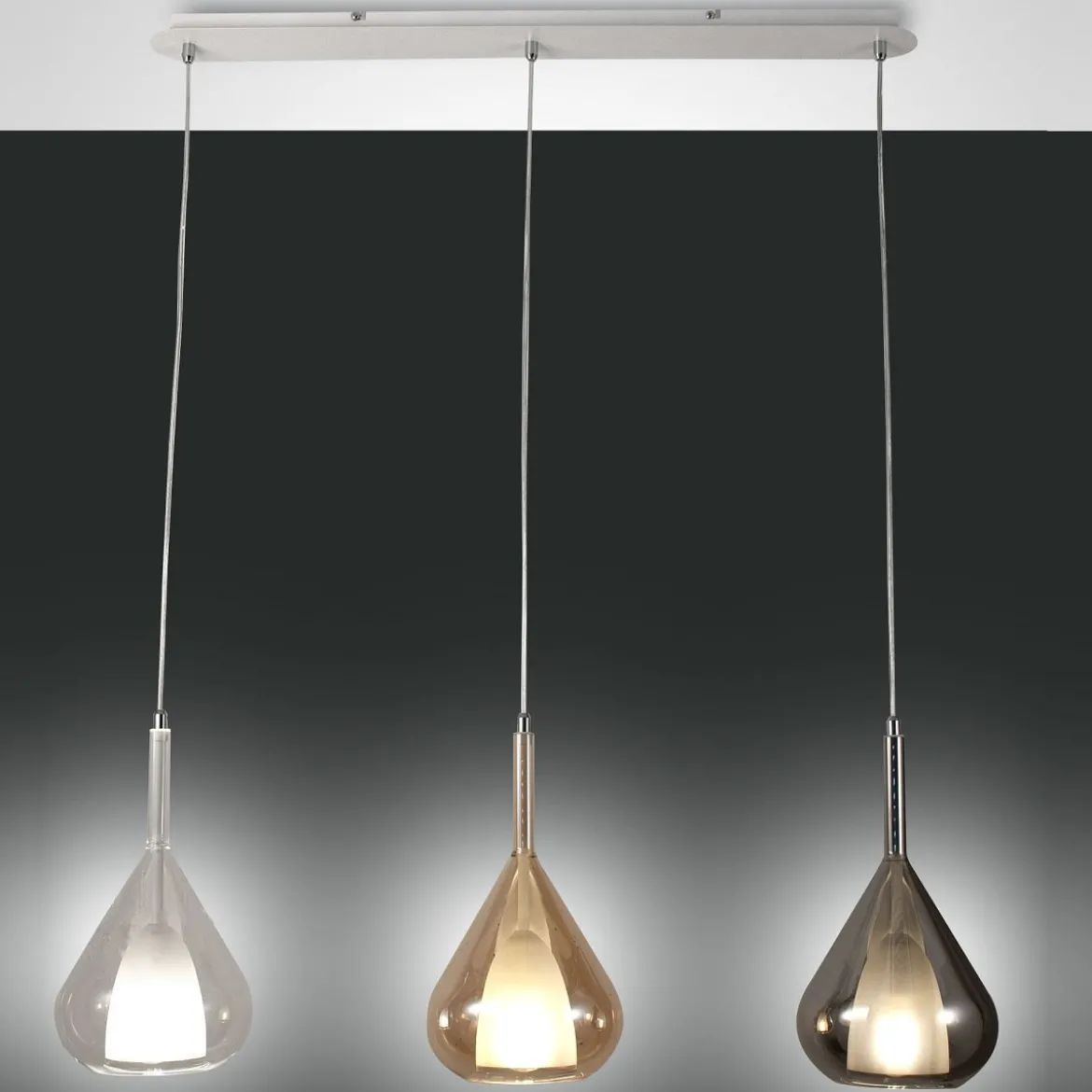 FABAS LUCE 3481-48-297 Pendelleuchte Lila 3-flammig amber grau transparent
