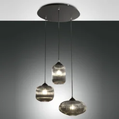 Fabas Luce 3662-47-126 Pendelleuchte Nordal 3-flammig grau schwarz E27