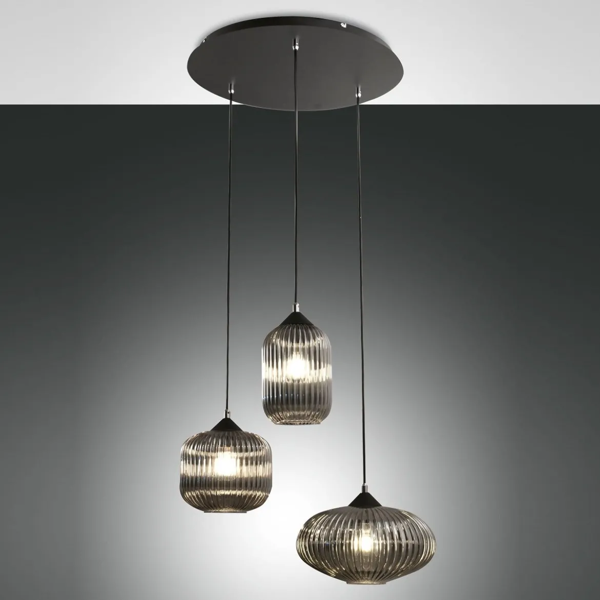 Fabas Luce 3662-47-126 Pendelleuchte Nordal 3-flammig grau schwarz E27