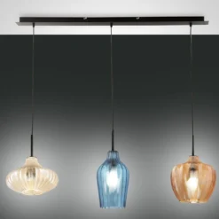 Fabas Luce 3725-48-363 Pendelleuchte Olbia 3-flammig amber azurblau champagner