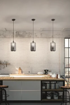 FABAS LUCE 3491-40-126 Pendelleuchte Silo Grau transparent 18cm