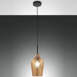 Fabas Luce 3724-40-125 Pendelleuchte Stintino amber schwarz 18cm E27