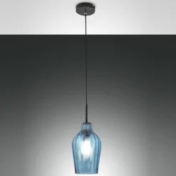 Fabas Luce 3724-40-244 Pendelleuchte Stintino azurblau schwarz 18cm E27