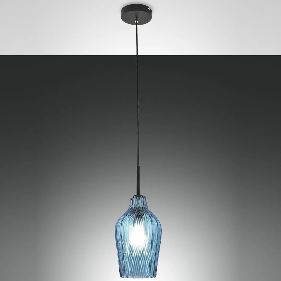 Fabas Luce 3724-40-244 Pendelleuchte Stintino azurblau schwarz 18cm E27