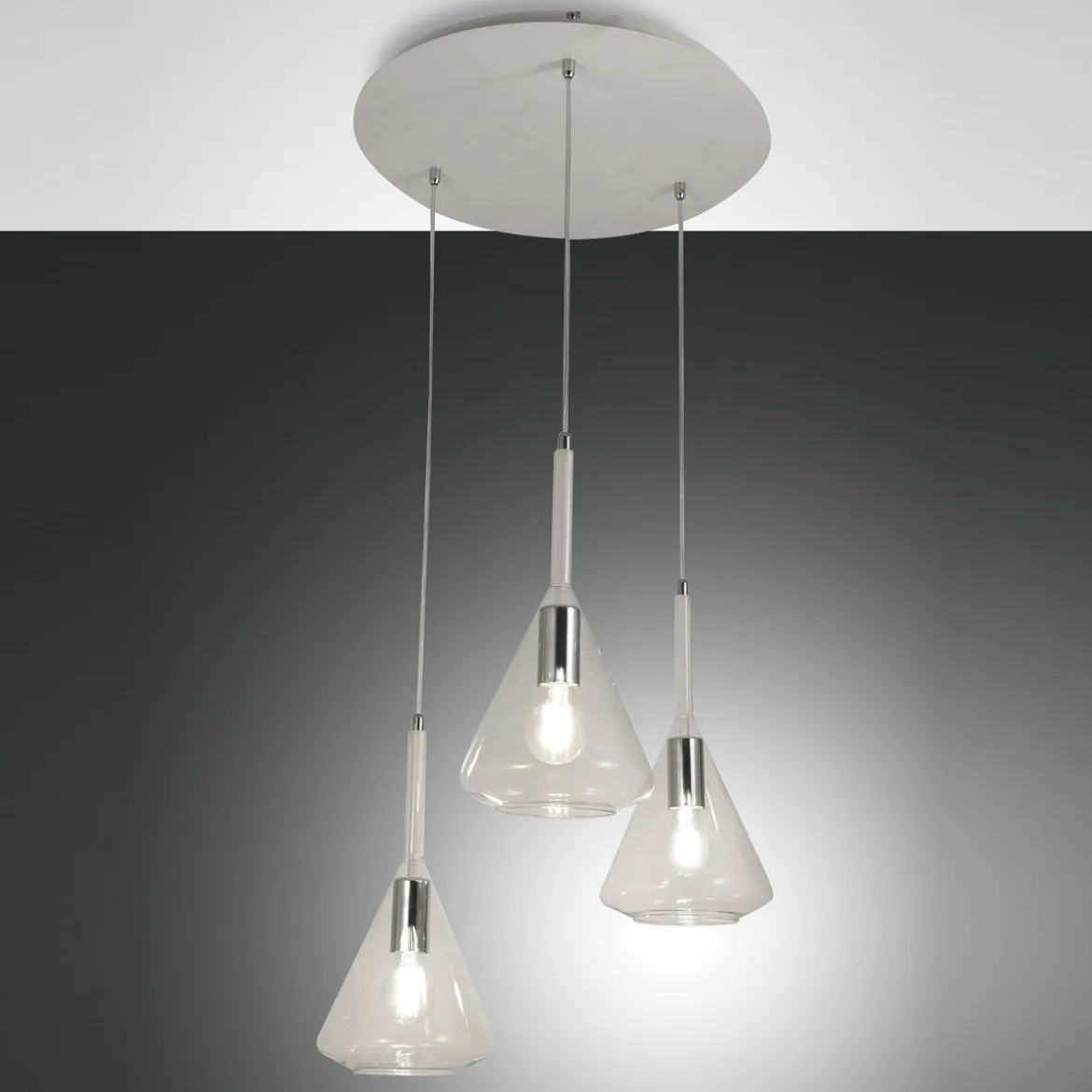 Fabas Luce 3582-47-241 Pendelleuchte Tris 3-flammig transparent weiss E27