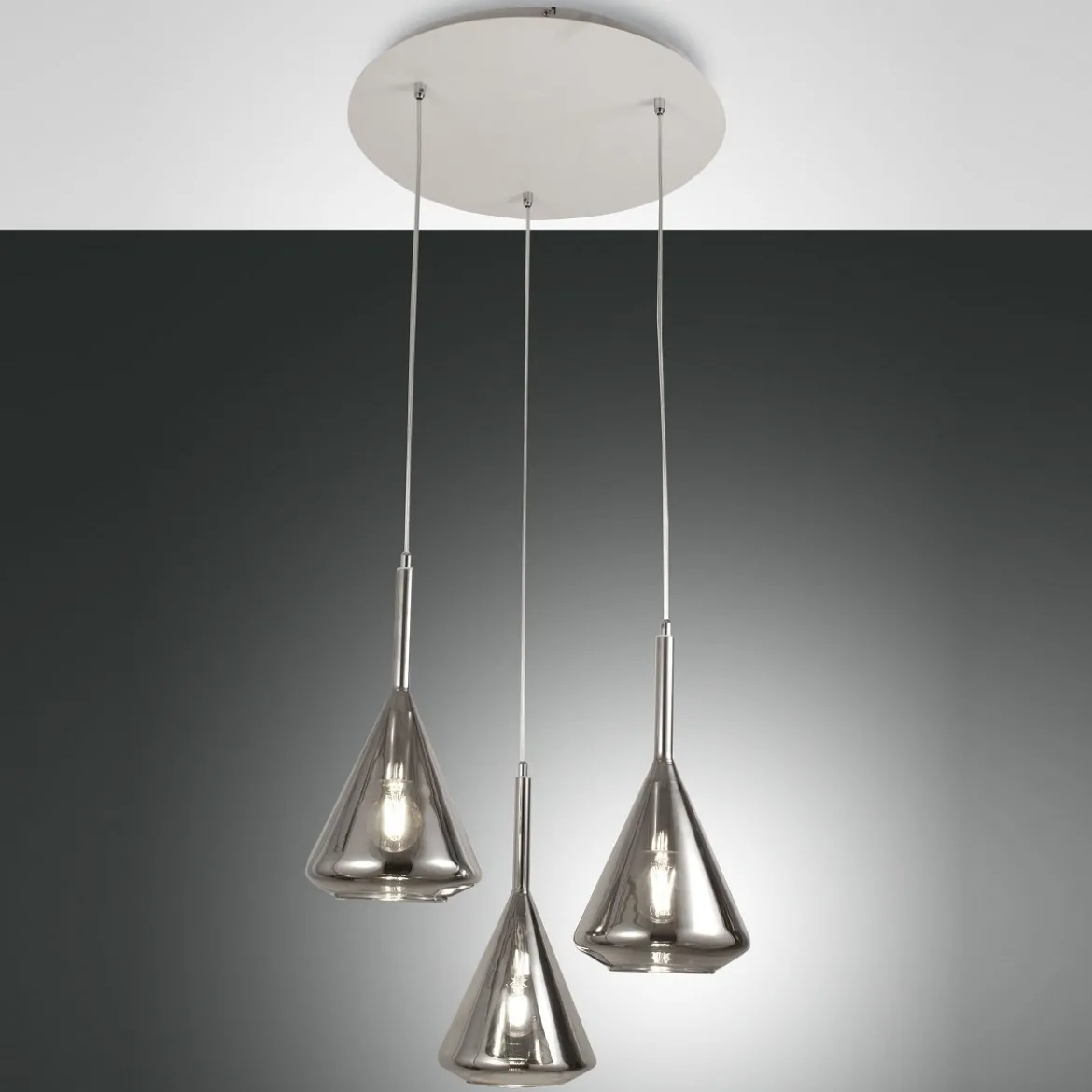 Fabas Luce 3582-47-126 Pendelleuchte Tris 3-flammig grau weiss E27