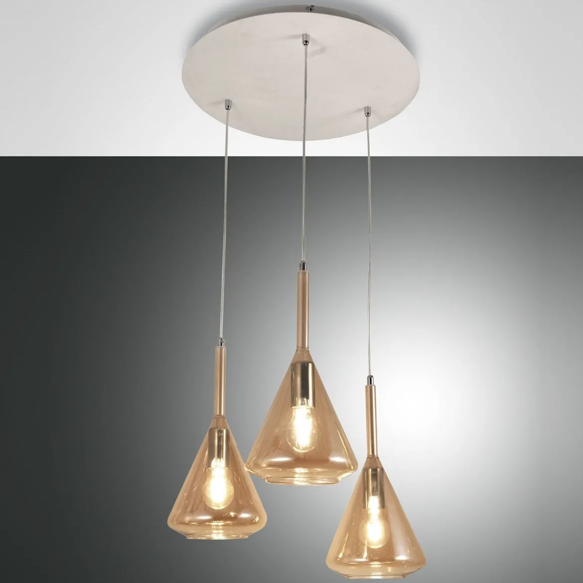 Fabas Luce 3582-47-125 Pendelleuchte Tris 3-flammig amber weiss E27