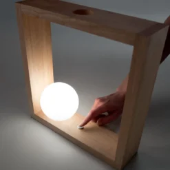Fabas Luce 3669-30-215 Tischleuchte Kark eichenholz mit Touchdimmer