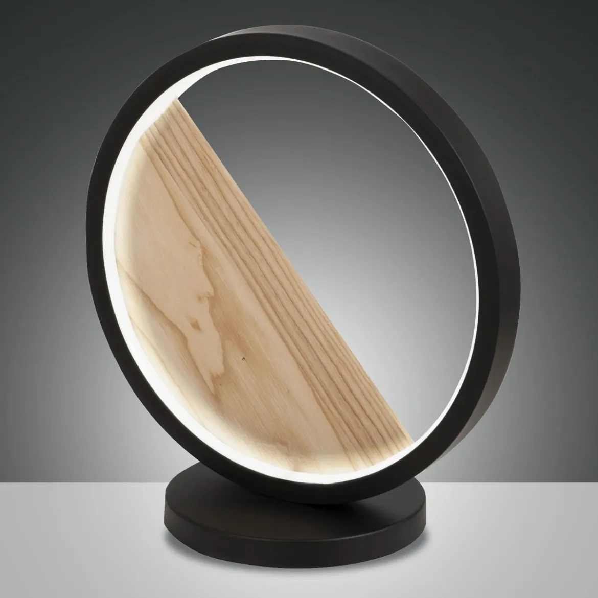 Fabas Luce 3695-30-101 Tischleuchte Pierre rund schwarz holz