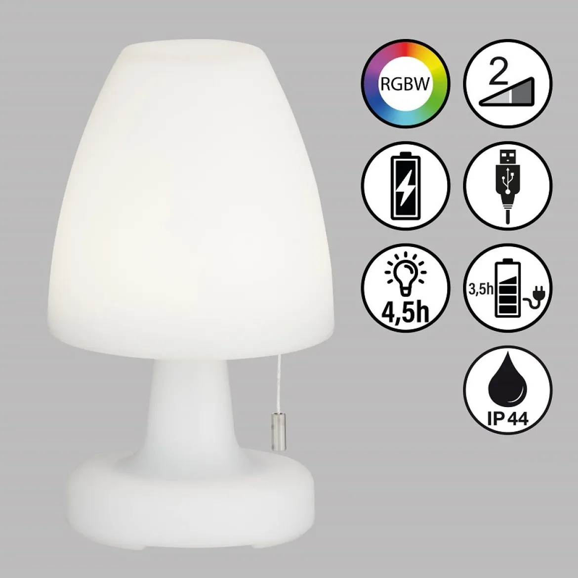 FHL easy 850250 LED Akku Tischleuchte Termoli weiß RGBW 25cm