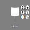 FHL easy 850348 LED Akku Tischleuchte Riva nickelfarben Glas opal matt CCT