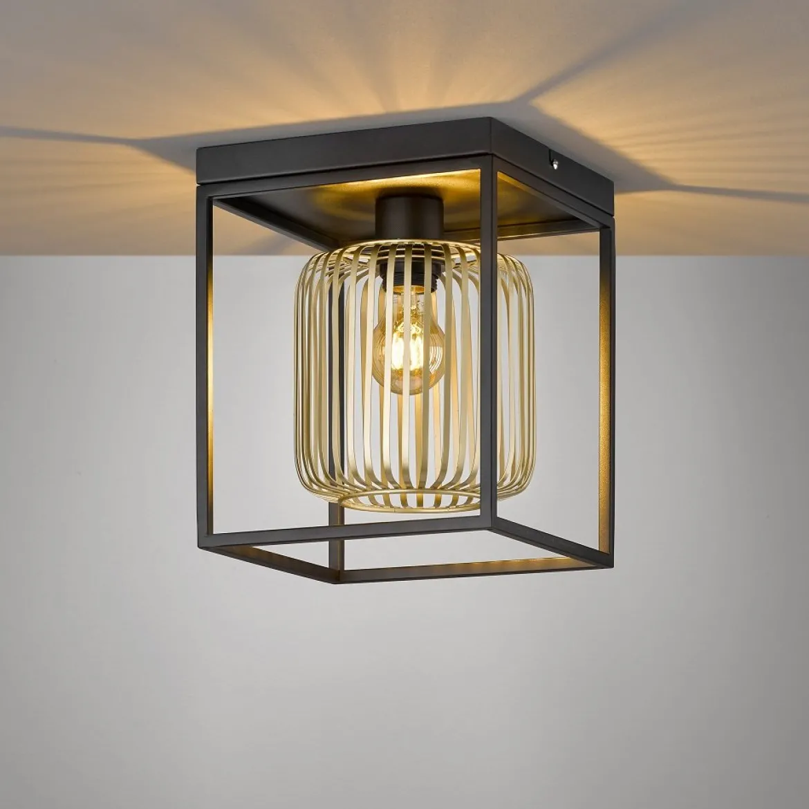 Fischer & Honsel 21294 Deckenleuchte Caydo 1-flammig schwarz goldfarben E27