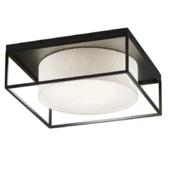Fischer & Honsel 21329 Deckenleuchte Carre sandschwarz sandfarben Leinen 60cm